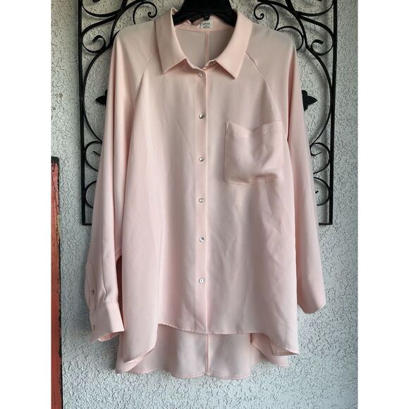 Wilfred Aritzia High/Low Hem Button Down Blouse - Size XL - Pink - Picture 1 of 10
